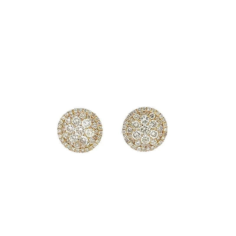 Best hoop earrings with multi-colored gemstones for a vibrant and lively touch-14K GOLD DIAMOND ROUND CLUSTER EARRINGS 2.00 CT