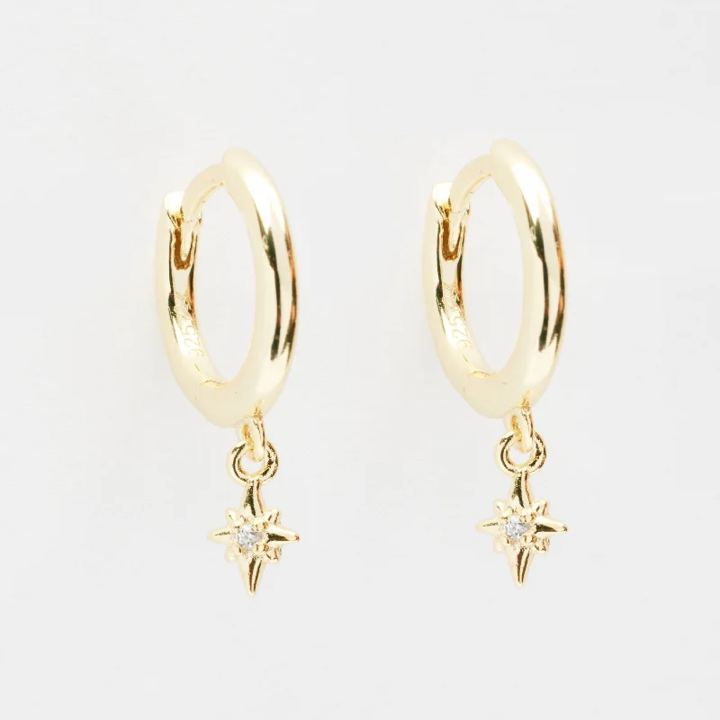 Best hoop earrings with gold-plated finishes for an affordable luxury vibe-Ella Stardust Gold Drop Huggie Earrings