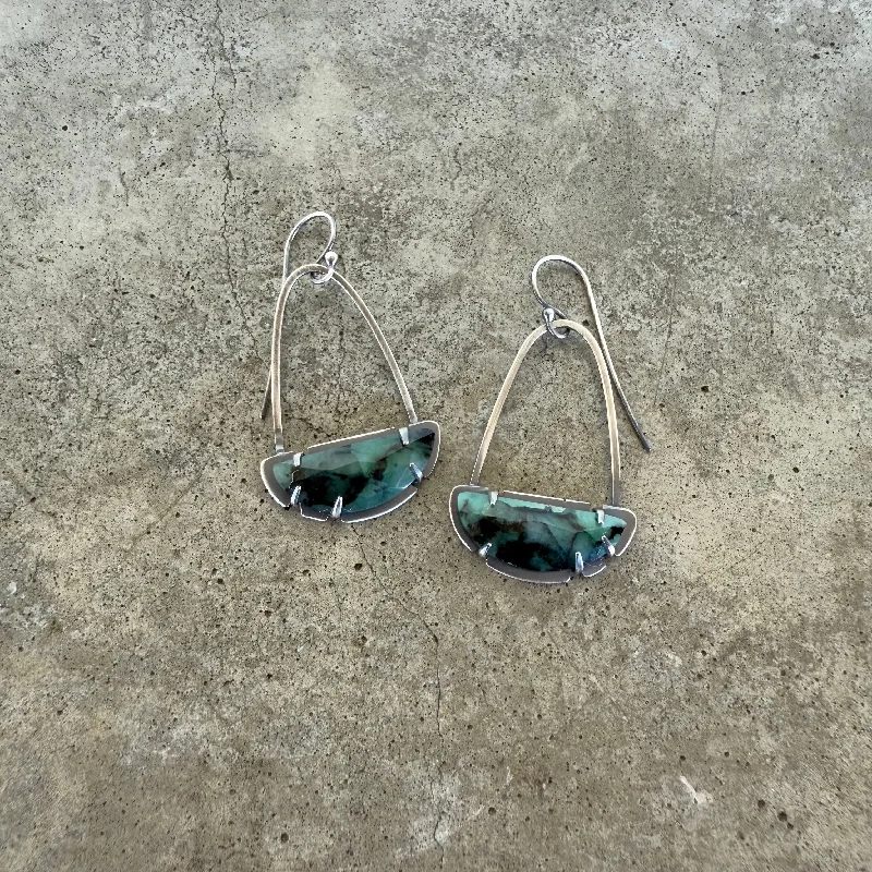 Hoop earrings with leather accents for a sleek and bold combination-emerald arc earrings