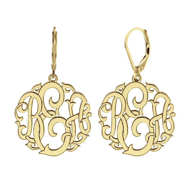 Best hoop earrings with minimal embellishments for a sleek and modern look-Fink's 20mm Classic Script Lettering Monogram Leverback Earrings