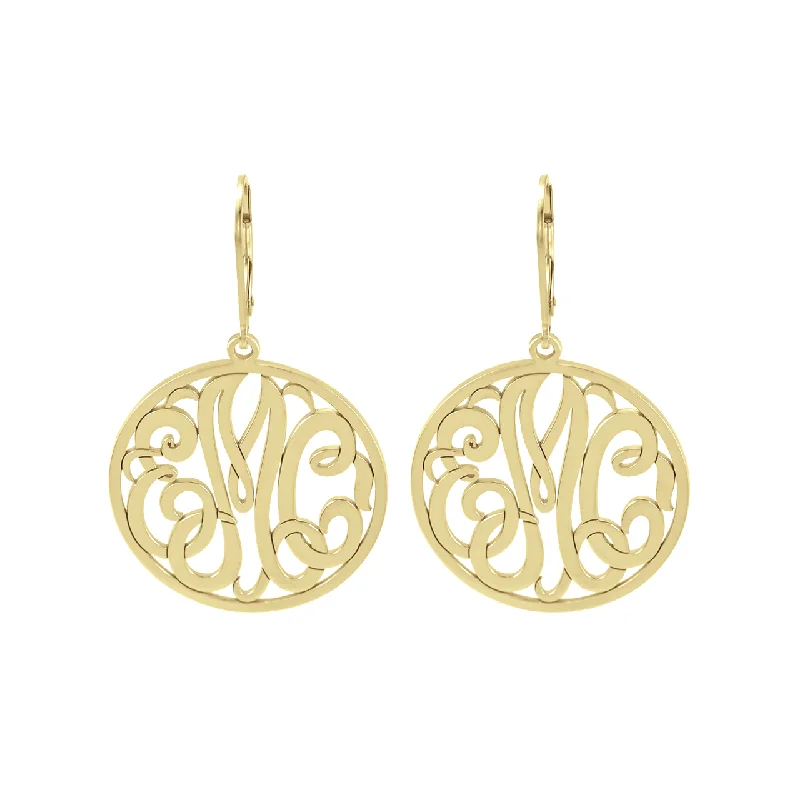 Best hoop earrings with satin ribbons for a soft, feminine appearance-Fink's 25mm Classic Bordered Monogram Leverback Earrings