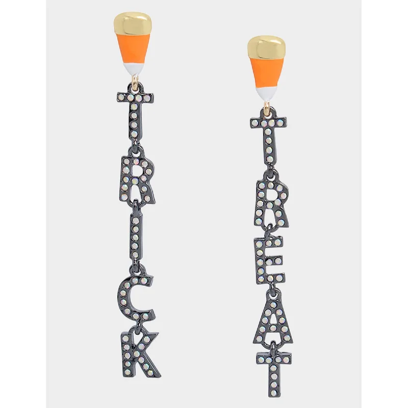 Hoop earrings with abstract wirework for an artistic, unique look-Ghoul Friends Trick Or Treat Mismatch Earrings Orange