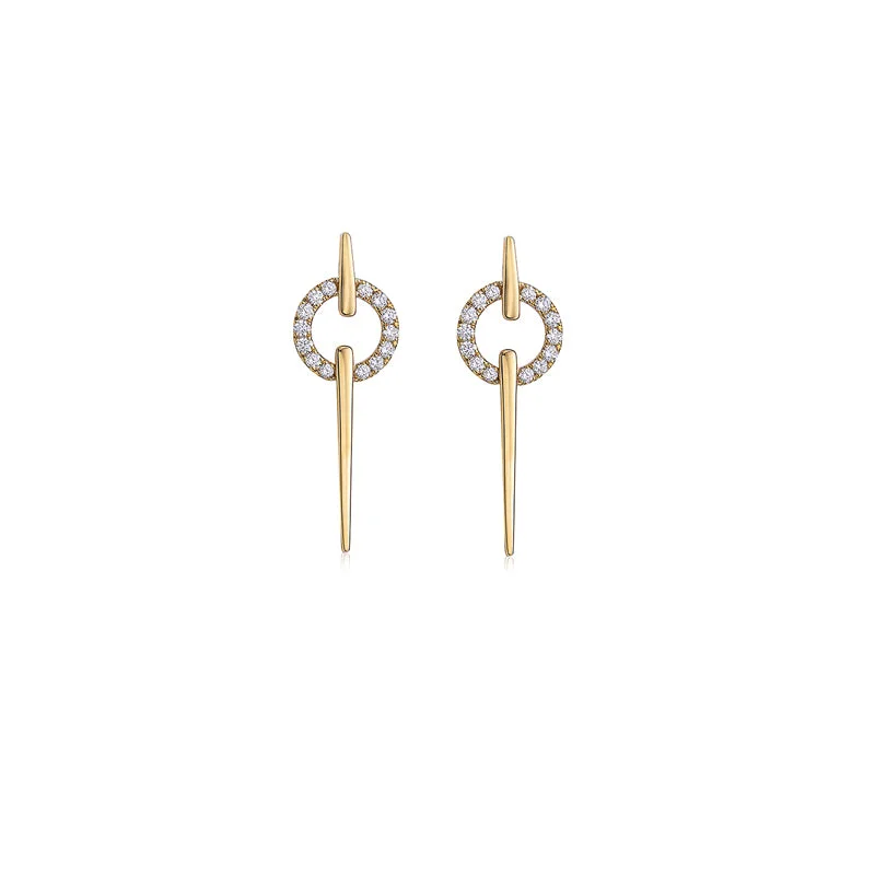 Best hoop earrings with satin ribbons for a soft, feminine appearance-Gold & Diamond Circle Spear Earring