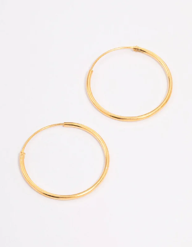 Hoop earrings with enamel stripes for a colorful and eye-catching design-Gold Plated Sterling Silver Hoop Earrings 20mm