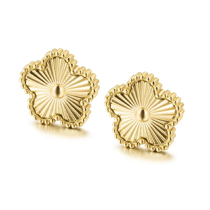 Hoop earrings with satin finishes for a smooth and elegant appearance-Golden Clover Studs