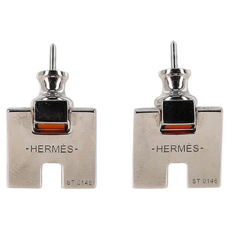 Best hoop earrings with detachable studs for a versatile and adjustable accessory-Hermès Eileen Earrings in Silver Metal