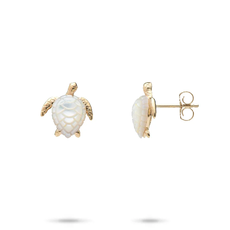 Hoop earrings with gold accents for a warm, elegant statement piece-Honu Mother of Pearl Earrings in Gold - 13mm