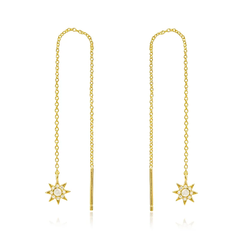 Hoop earrings with multi-tone finishes for a colorful and layered effect-Ingrid Star Gold Threader Earrings