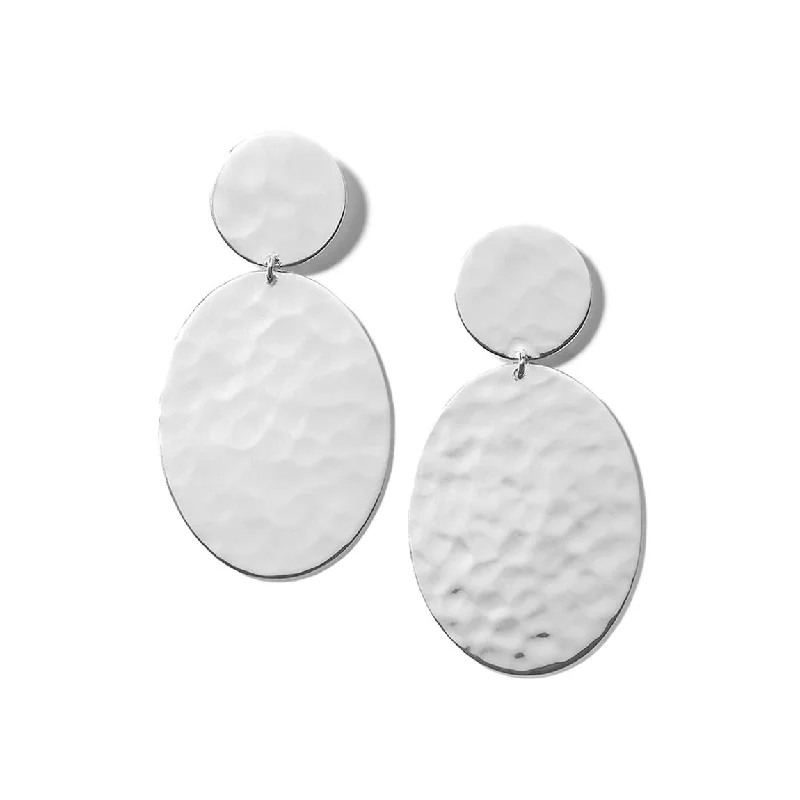 Hoop earrings with polished metal for a shiny and high-quality finish-IPPOLITA Classico Sterling Silver Crinkle Hammered Oval Snowman Earrings