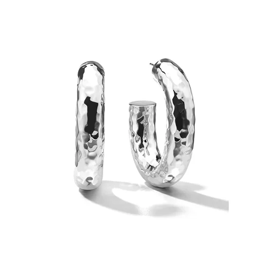 Best hoop earrings with braided leather for a rustic, stylish finish-IPPOLITA Classico Thick Hammered Oval Hoop Earrings