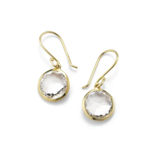 Best hoop earrings with geometric pendants for a modern, chic appeal-IPPOLITA Rock Candy 18K Yellow Gold Lollipop Mini Earrings in Clear Quartz