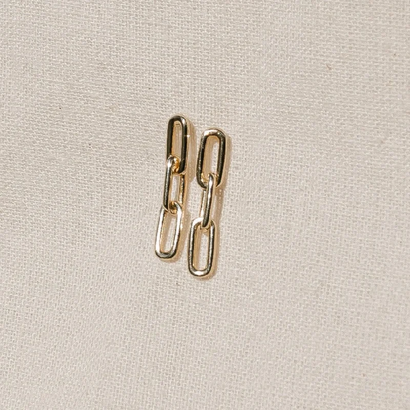 Hoop earrings with spiral designs for a dynamic and fluid look-Isra 14k Gold Chain Post Earrings