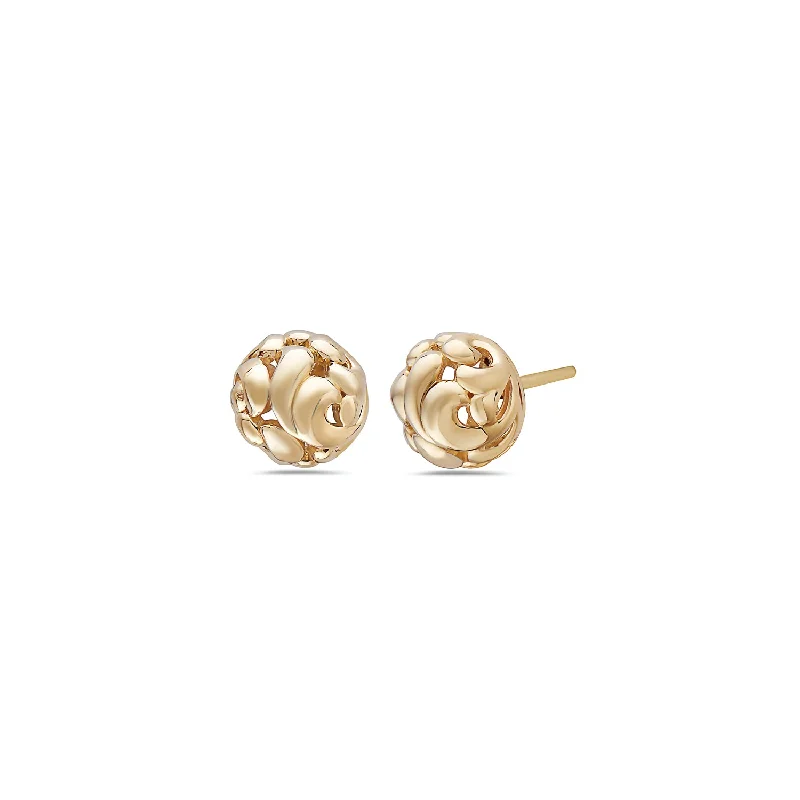 Hoop earrings with diamond-cut surfaces for added sparkle and shine-Gold Ivy Bead Stud Earring