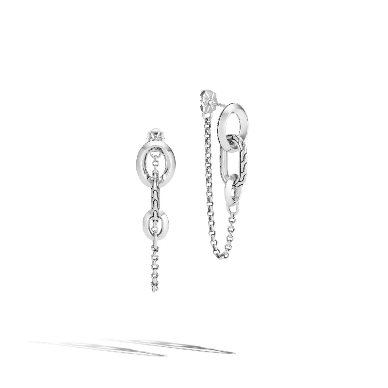 Hoop earrings with textured finishes for a vintage and classic style-John Hardy Classic Chain Sterling Silver Remix Drop Link Earrings