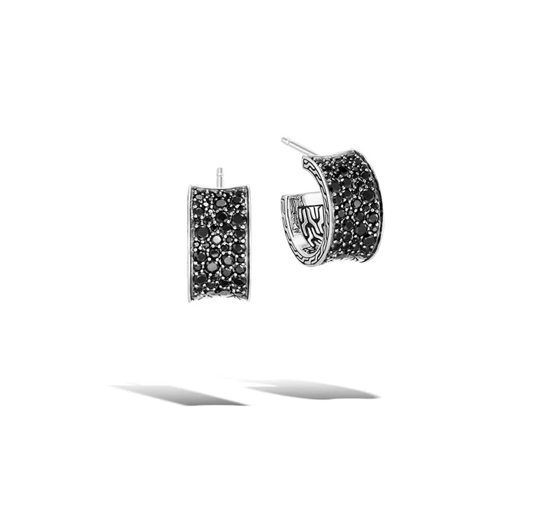 Medium hoop earrings for an everyday look with the perfect balance of style-John Hardy Classic Chain Pave J Hoop Earring