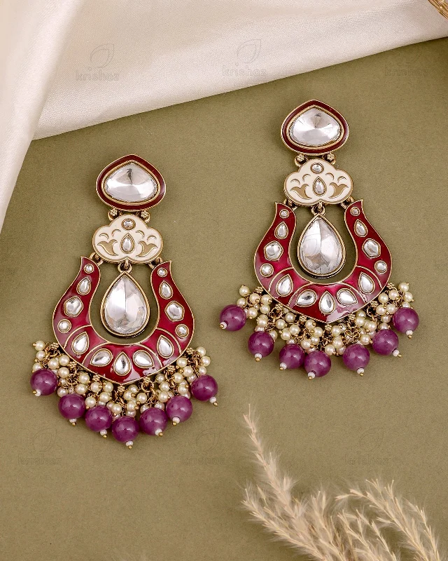 Hoop earrings with tortoiseshell designs for a chic and classic style-Karuna Kundan Danglers-M