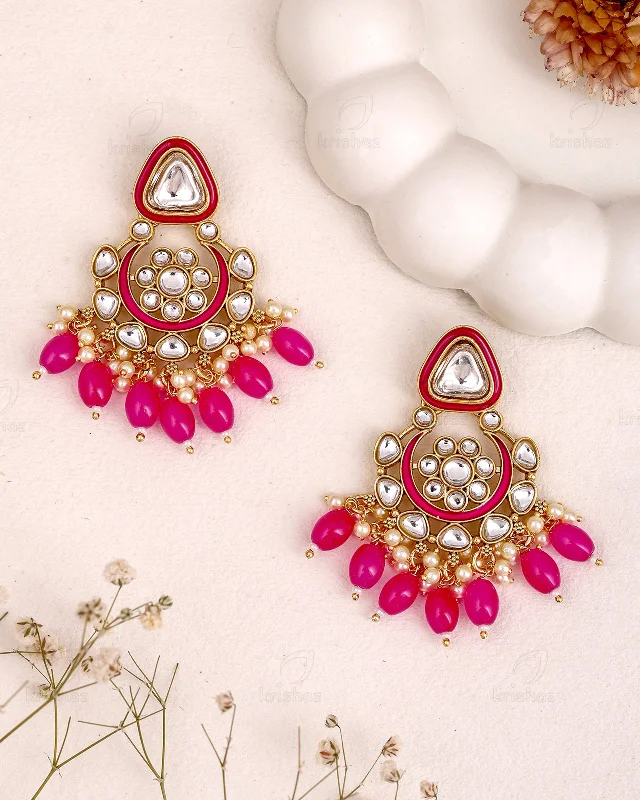 Hoop earrings with satin finishes for a smooth and elegant appearance-Kashish Kundan Danglers-M