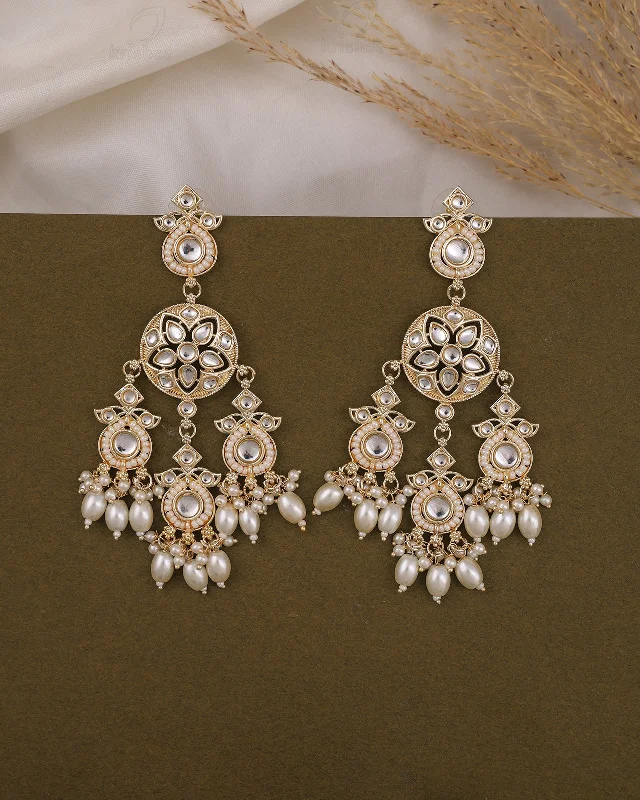 Hoop earrings with crescent moon shapes for a celestial and mystical appearance-Kashmira kundan Danglers