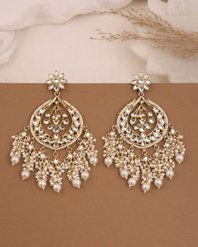 Best hoop earrings with matte finish for a sophisticated, understated design-Kritika Kundan Danglers-M