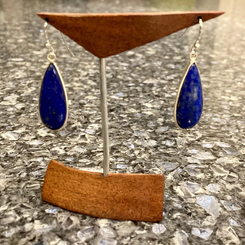 Hoop earrings with circle designs for a classic and timeless shape-Lapis Teardrop Sterling Silver Earrings