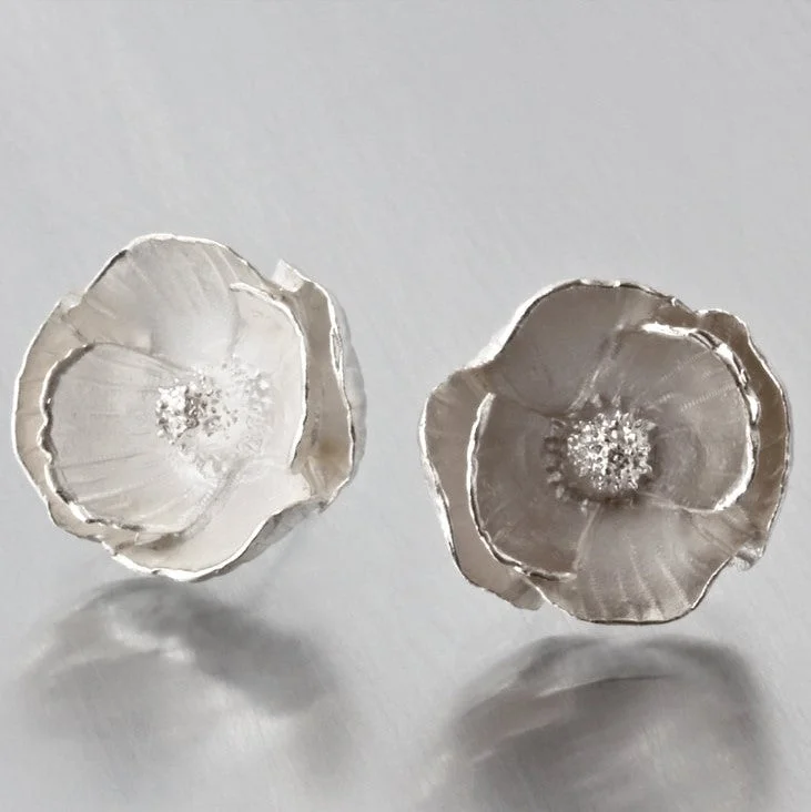 Best hoop earrings with cubic zirconia for a budget-friendly, dazzling look-Large Poppy Sterling Silver Post Earrings