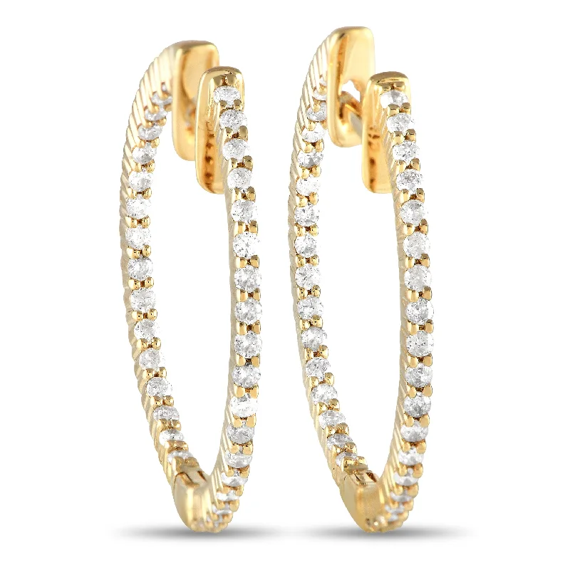 Hoop earrings with resin accents for a bold and colorful design-LB Exclusive 14K Yellow Gold 0.55ct Diamond Inside-Out Hoop Earrings