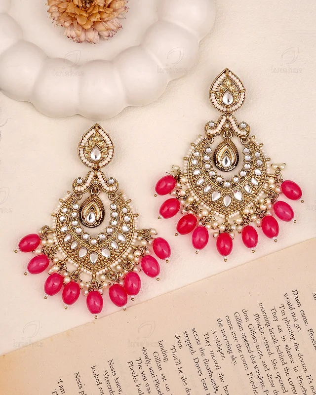 Best hoop earrings with vintage coins for a retro, antique-inspired style-Lipika Kundan Danglers-M