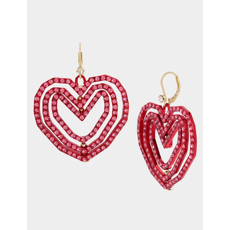 Hoop earrings with oversized designs for a bold, fashion-forward statement-Look Into Your Heart Hook Earrings Red