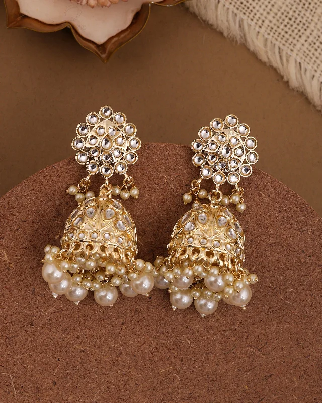 Medium hoop earrings for an everyday look with the perfect balance of style-Mahima Kundan Jhumki -M