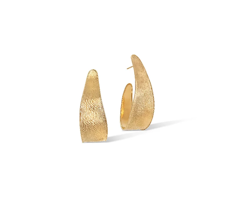 Hoop earrings with leather accents for a sleek and bold combination-Marco Bicego 18K Yellow Gold Lunaria Hoops