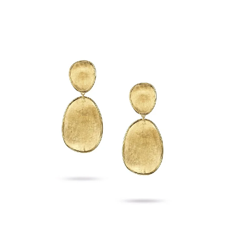 Best hoop earrings with blackened metal for an edgy and bold appearance-Marco Bicego Lunaria 18K Yellow Gold Hand-Engraved Stud Dangle Earrings