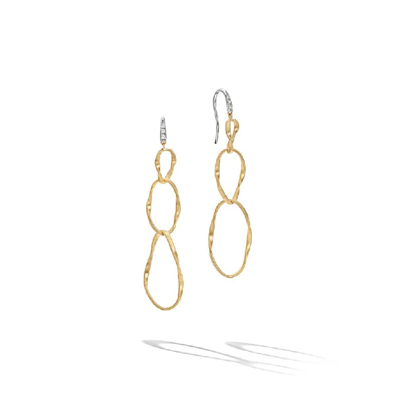 Hoop earrings with oversized designs for a bold, fashion-forward statement-Marco Bicego Marrakech Onde 18K Yellow and White Gold Open Triple Dangle Earrings