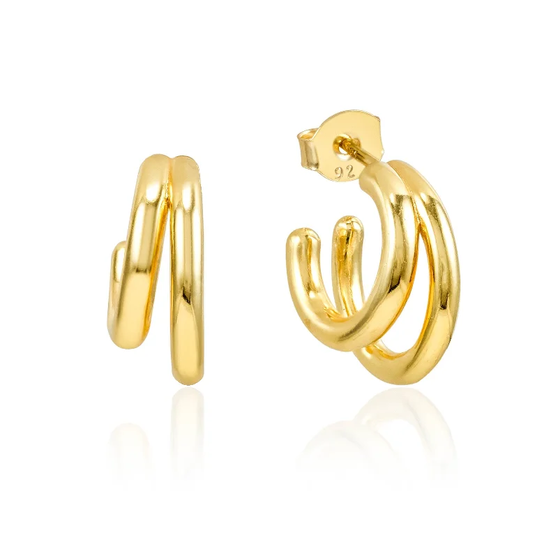 Small hoop earrings for a delicate and understated everyday wear-Meghan Double Hoop Gold Post Earring