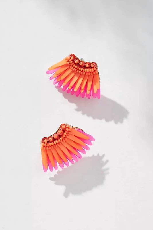 Best hoop earrings with twisted rope designs for a nautical-inspired style-Micro Madeline Earring In Peach/orange Neon