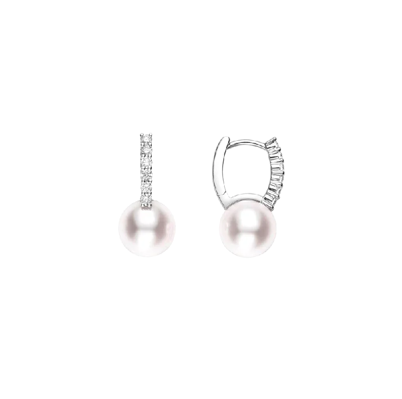 Best hoop earrings with cubic zirconia for a budget-friendly, dazzling look-Mikimoto Akoya A+ 8mm Pearl and Diamond Earrings