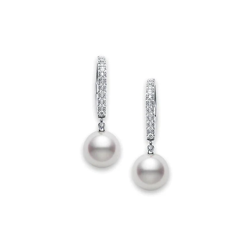 Hoop earrings with hearts for a sweet and romantic gesture-Mikimoto 7.5mm Akoya Pearl and Diamond Dangle Earrings