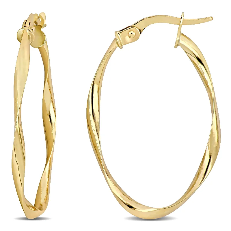 Best hoop earrings with sparkling cubic zirconia for a brilliant, budget-friendly effect-Mimi & Max 19mmTwisted Hoop Earrings in 10k Yellow Gold