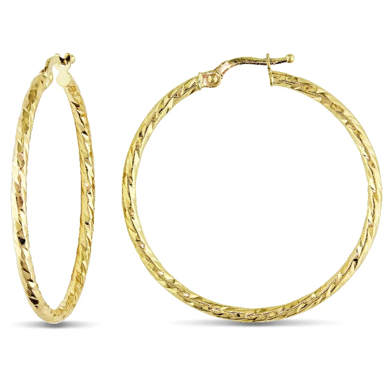 Best hoop earrings with smooth ceramic finishes for a polished, clean style-Mimi & Max 35mm Diamond Cut Hoop Earrings in 10k Yellow Gold