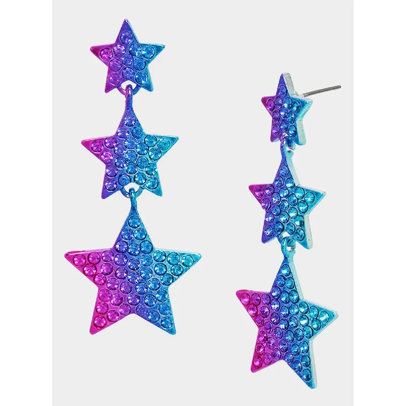 Hoop earrings with open designs for a modern, lighthearted vibe-Miss Usa Star Linear Earrings Multi