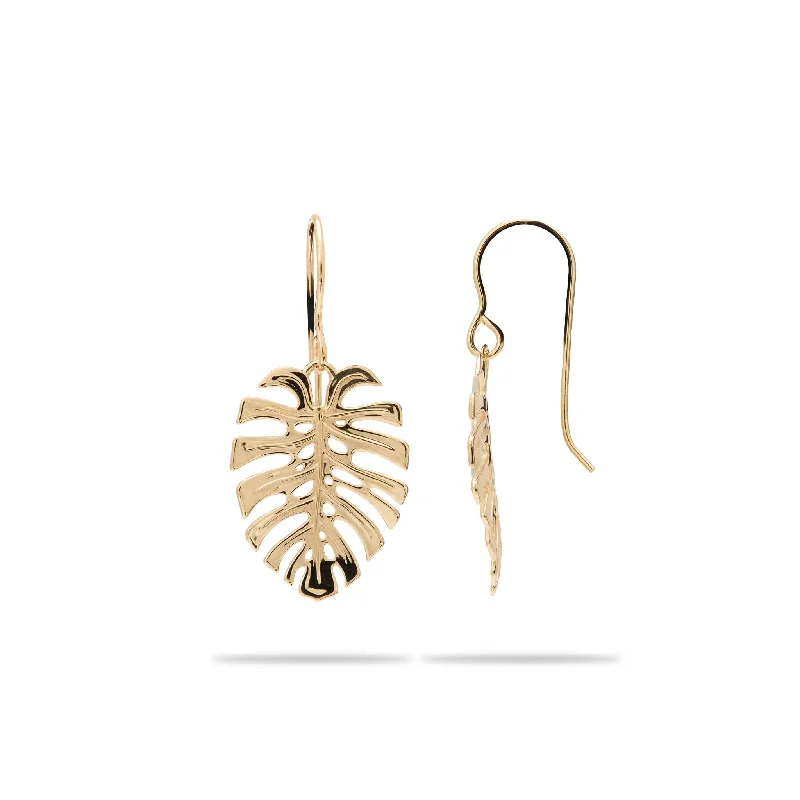 Best hoop earrings with rose gold for a romantic and warm aesthetic-Monstera Earrings in Gold - 23mm