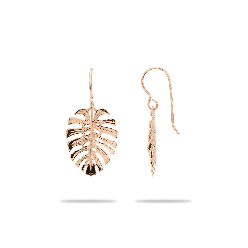 Hoop earrings with satin finishes for a smooth and elegant appearance-Monstera Earrings in Rose Gold - 23mm