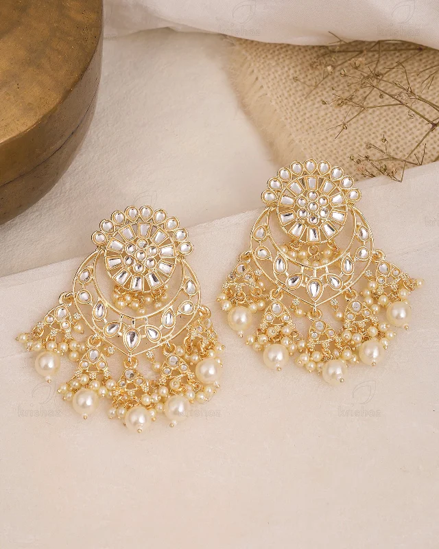 Hoop earrings with circle designs for a classic and timeless shape-Nafisa Kundan Danglers-M