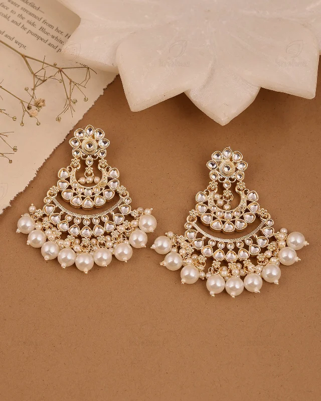 Best hoop earrings with Swarovski crystals for added sparkle and luxury-Nisha Kundan Danglers-M