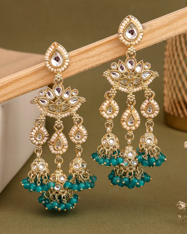 Best hoop earrings with sparkling cubic zirconia for a brilliant, budget-friendly effect-Oshika Kundan Danglers-M