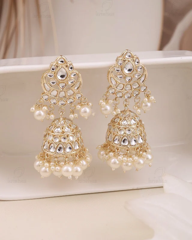 Hoop earrings with colorful beads for a fun and playful vibe-Padmini Kundan Jhumki