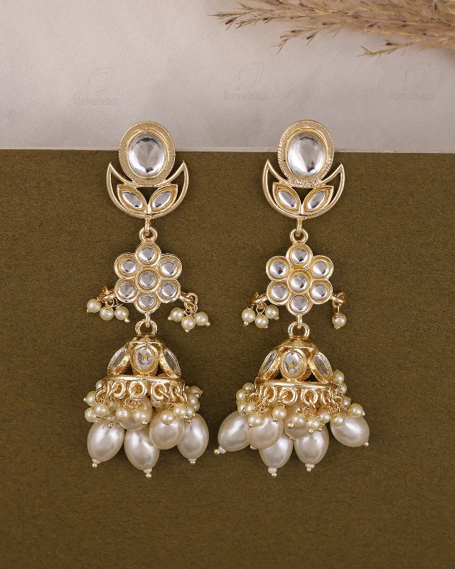 Best hoop earrings with intricate beaded details for a textured, stylish appearance-Pari Kundan Jhumki