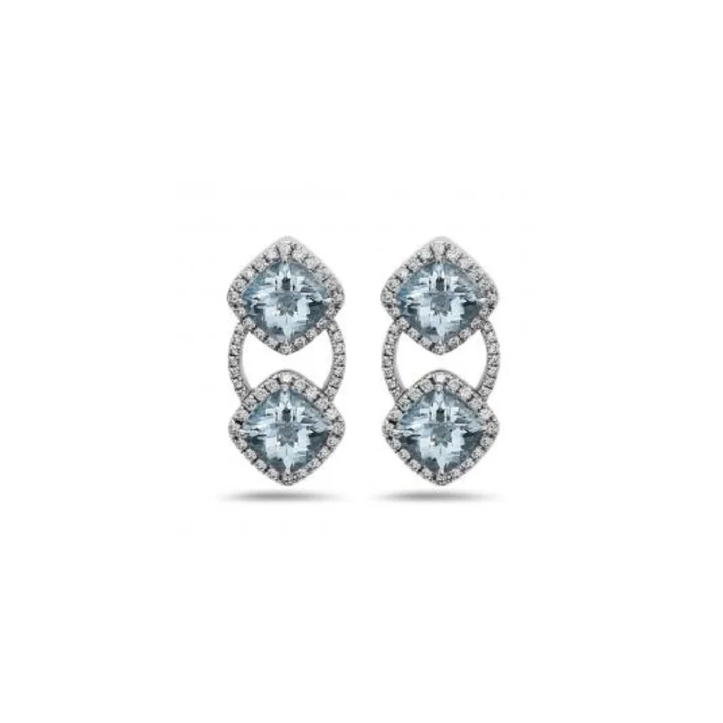 Best hoop earrings with custom engravings for a personalized and meaningful gift-Pastel Diamond Double Cushion Earring