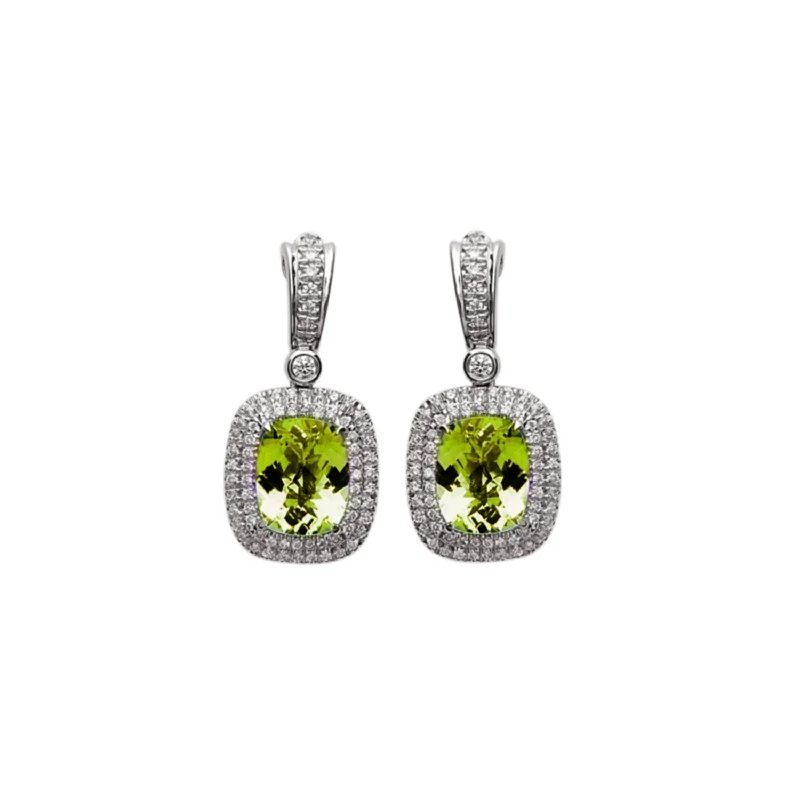 Hoop earrings with rhinestone embellishments for a glamorous and sparkling look-Pastel Diamond Double Halo Cushion Drop Earring