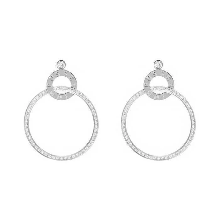 Hoop earrings with oversized pearl accents for a statement-making look-Piaget Possession hoop earrings in white gold and diamonds