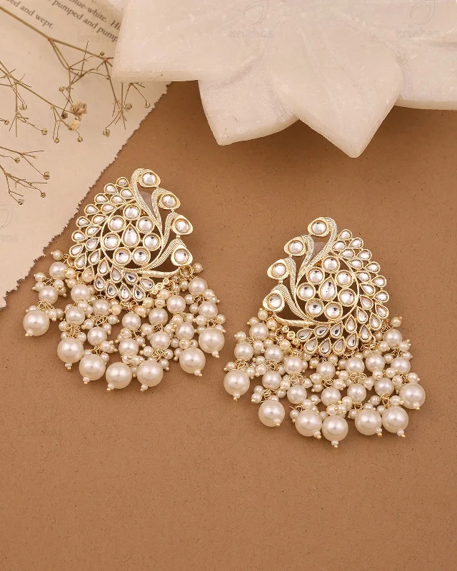 Hoop earrings with open designs for a modern, lighthearted vibe-Piyali Kundan Danglers-M